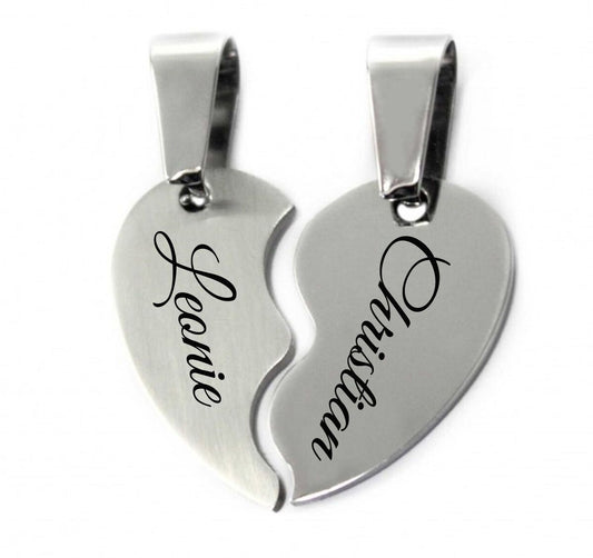 Couple's Split Heart Necklace (Pair)